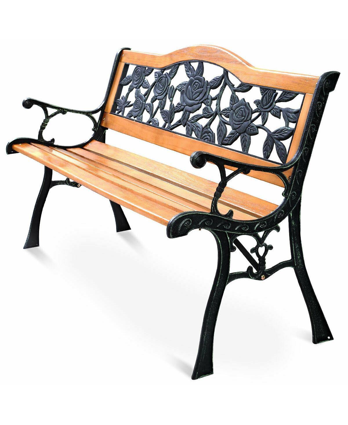 Costway Patio Park Garden Bench Porch Path Chair Furniture Cast Iron 6FGFXKAA_RR9WR