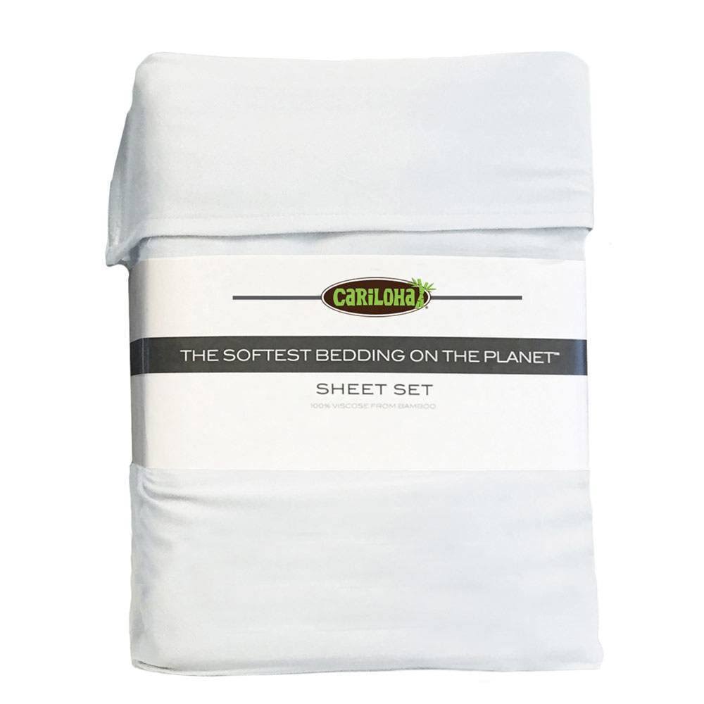 Cariloha Classic Bamboo Bed Sheet Set (White/Queen) GTRN0JFN_YTMES