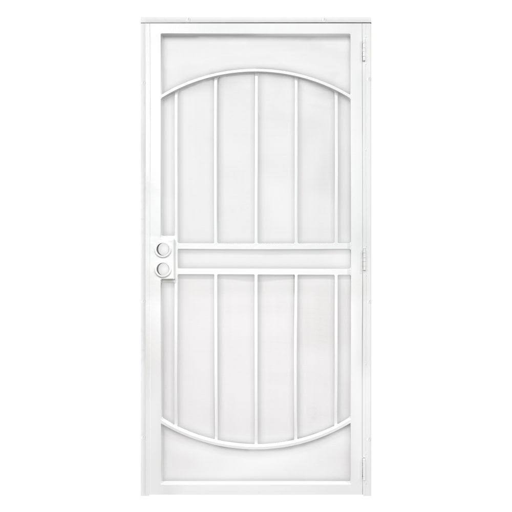 Titan 36 In. X 80 In. Arcada White Surface Mount Outswing Steel Security Door With Expanded Metal Screen YGAELVUW_NKVDS