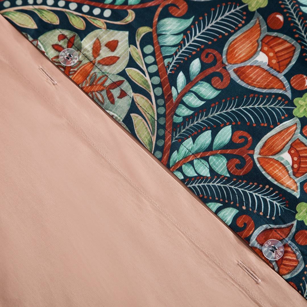 Meenakshi Turquoise Reversible Floral 100% Egyptian-Quality Cotton Duvet Cover Set World Menagerie Size King Duvet Cover + 2 FN1ZSUTY_SGBQW