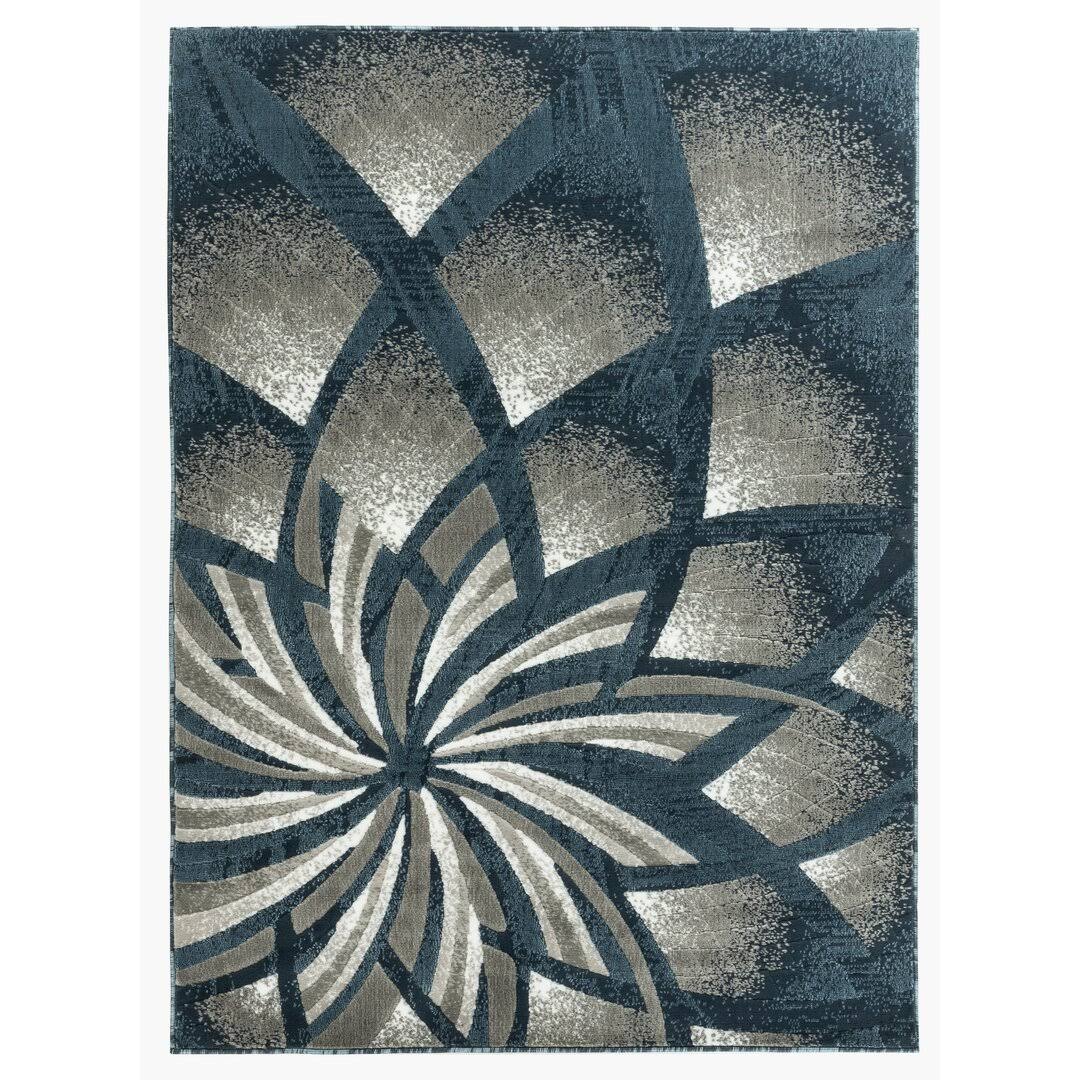 Kimbrel Floral Power Loom Blue/Gray/Ivory Rug Ebern Designs Rug Size: Rectangle 5'2 X 7'5XJHZYYZ_OIXAE