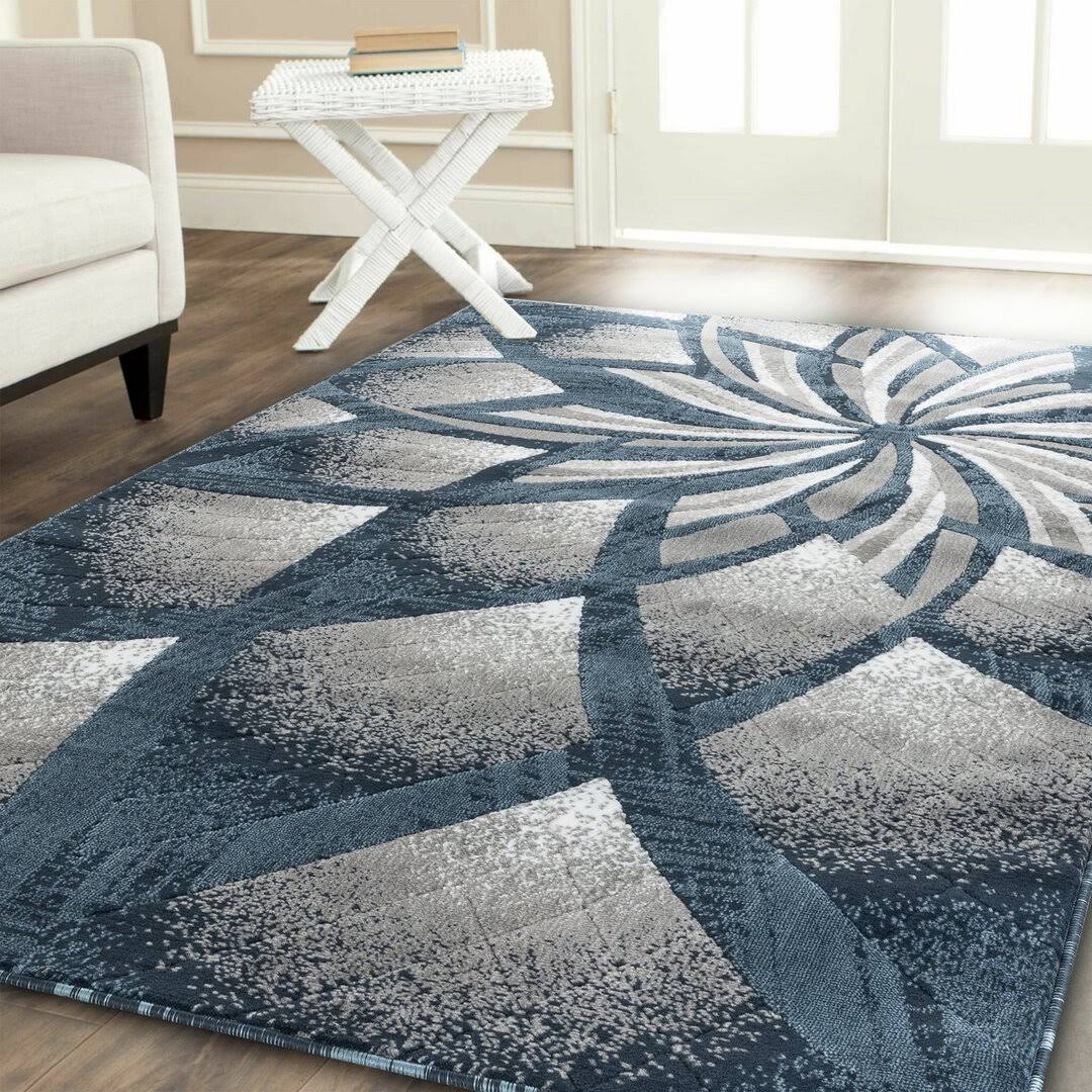 Kimbrel Floral Power Loom Blue/Gray/Ivory Rug Ebern Designs Rug Size: Rectangle 5'2 X 7'5XJHZYYZ_OIXAE