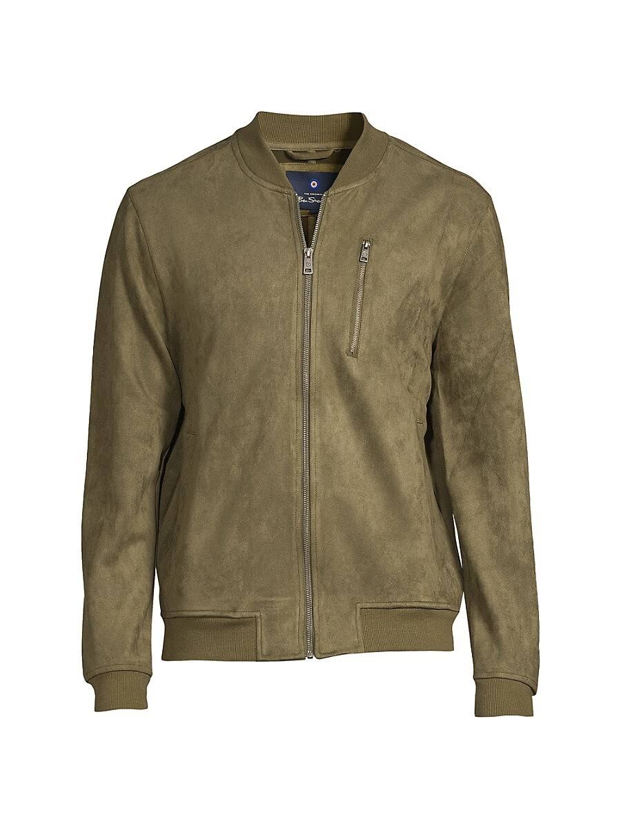 Ben Sherman Men's Faux Suede Bomber Jacket - Olive - Size 6KWKFE8R_EVQFW