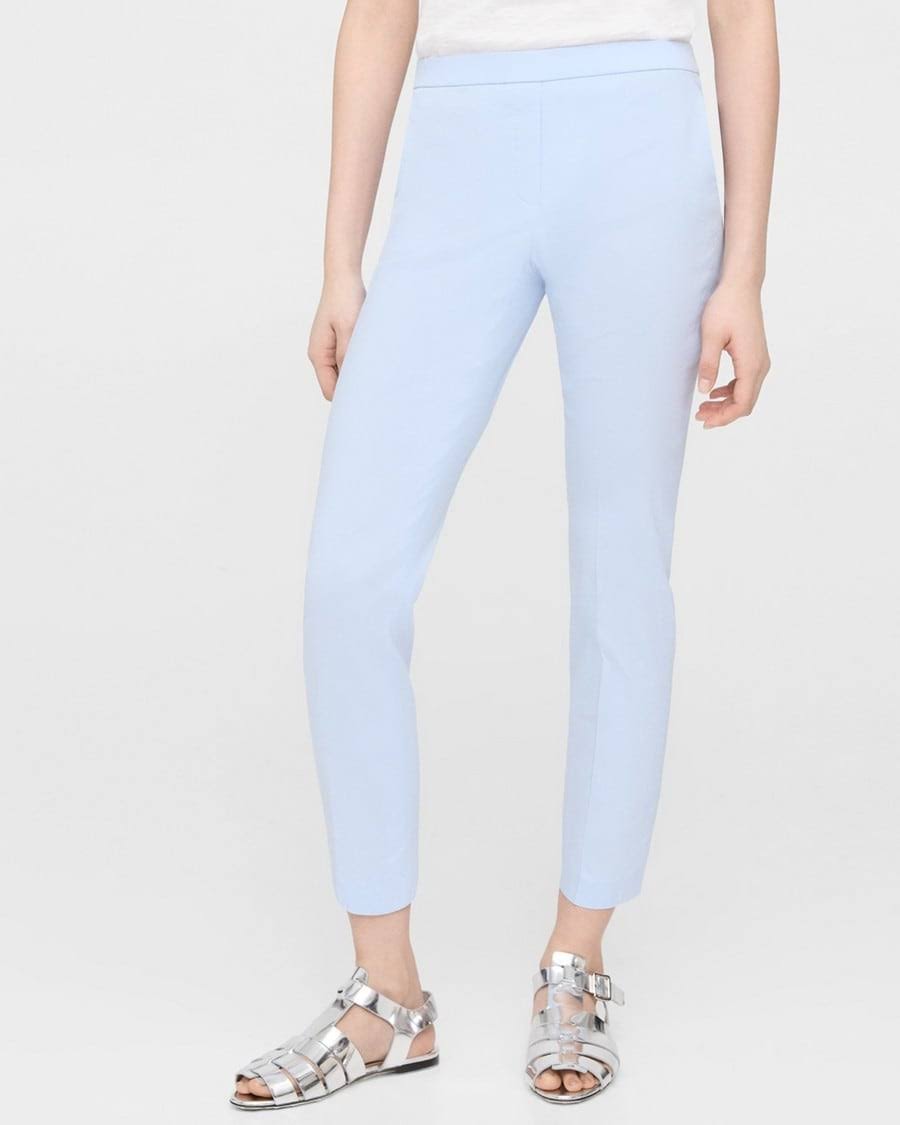 Theory Women's Treeca 'Good Linen' Pull-On Pants - Blue - Size 4 - O6BKMUJN_NYF0A