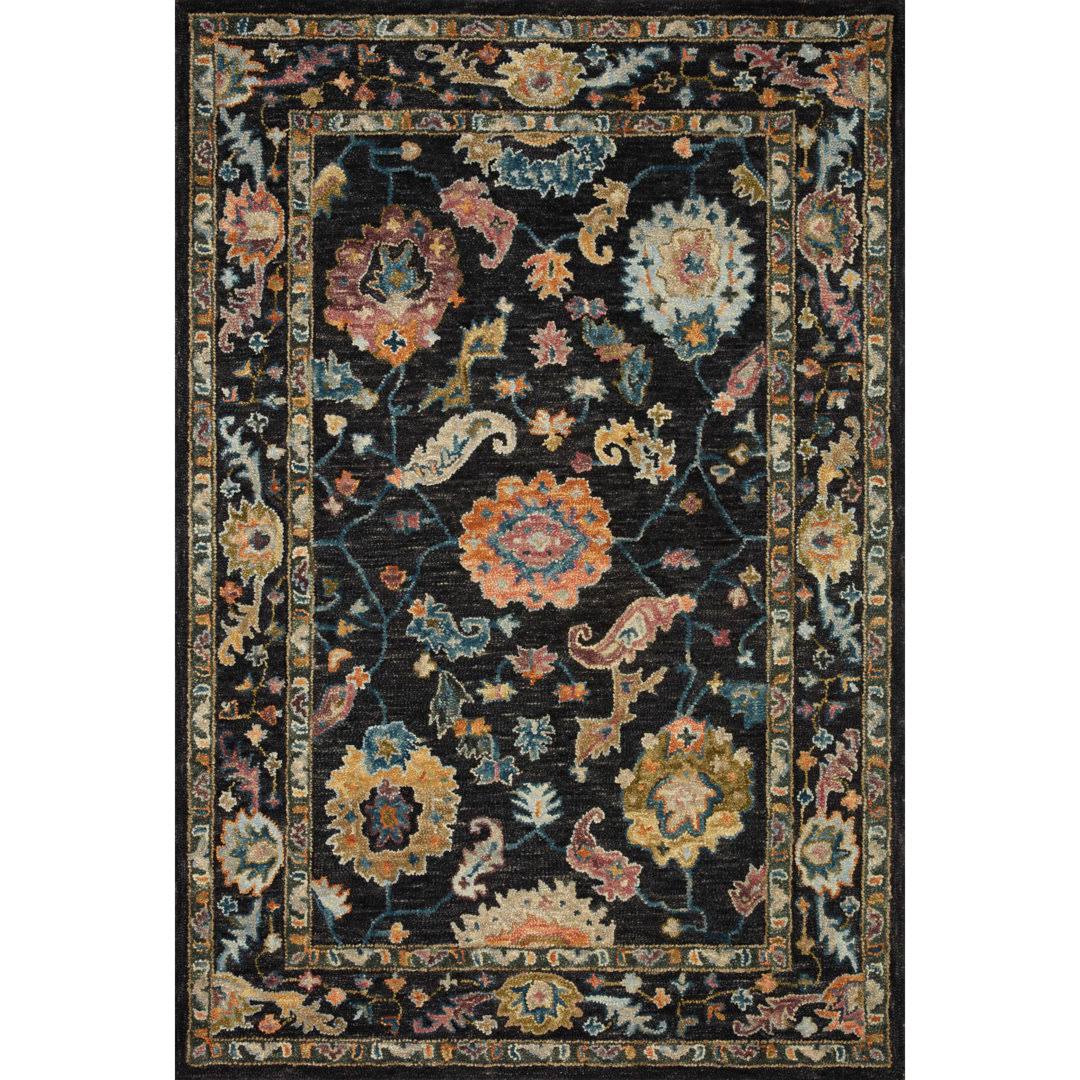 Elmsford Oriental Handmade Looped/Hooked Wool Black Area Rug Birch Lane Rug Size: Rectangle 5' X 7'T8EJNADB_GJCPU