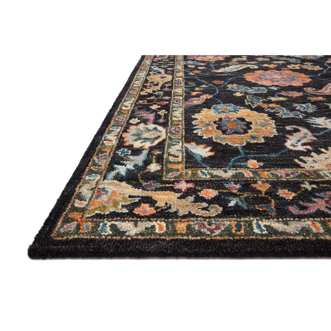 Elmsford Oriental Handmade Looped/Hooked Wool Black Area Rug Birch Lane Rug Size: Rectangle 5' X 7'T8EJNADB_GJCPU
