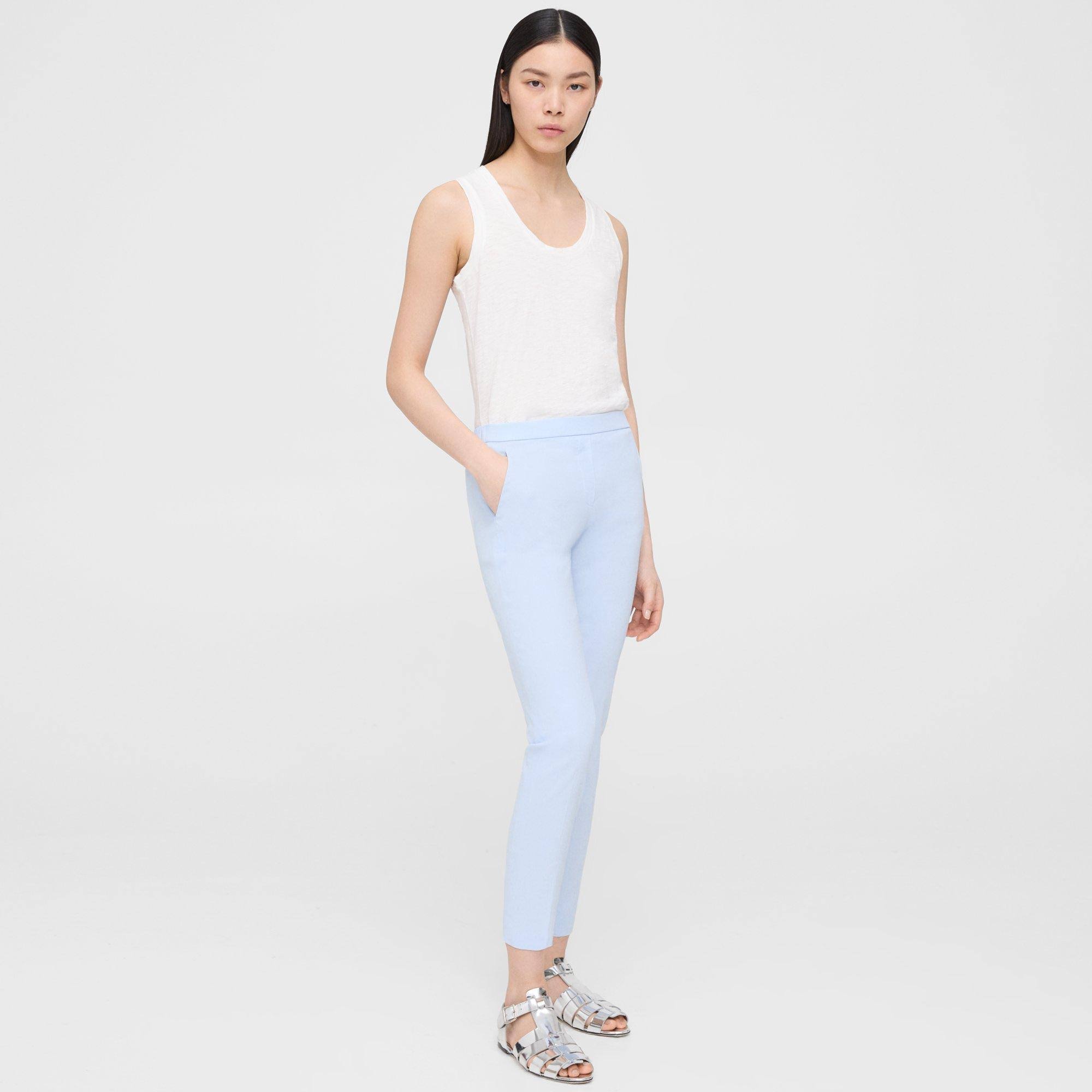 Theory Women's Treeca 'Good Linen' Pull-On Pants - Blue - Size 4 - O6BKMUJN_NYF0A