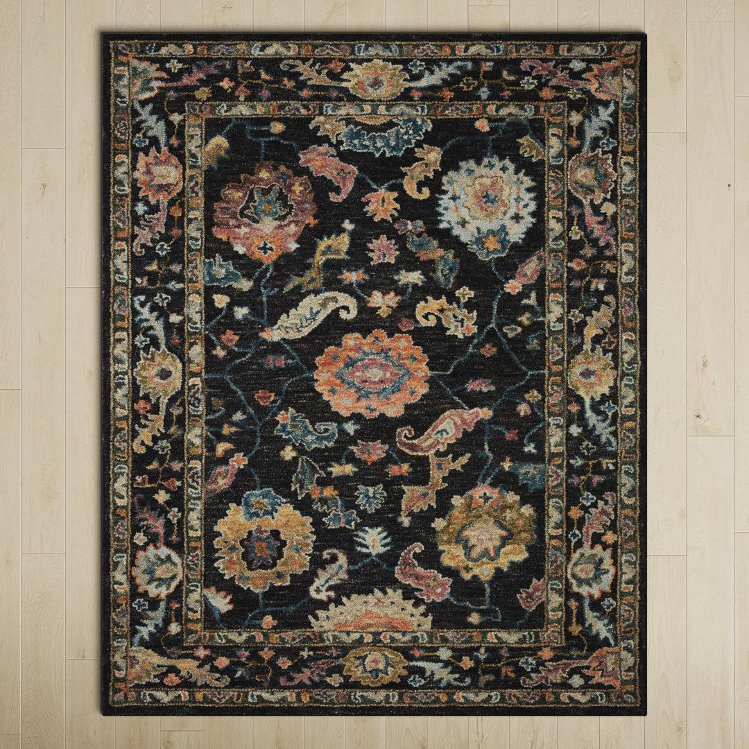 Elmsford Oriental Handmade Looped/Hooked Wool Black Area Rug Birch Lane Rug Size: Rectangle 5' X 7'T8EJNADB_GJCPU