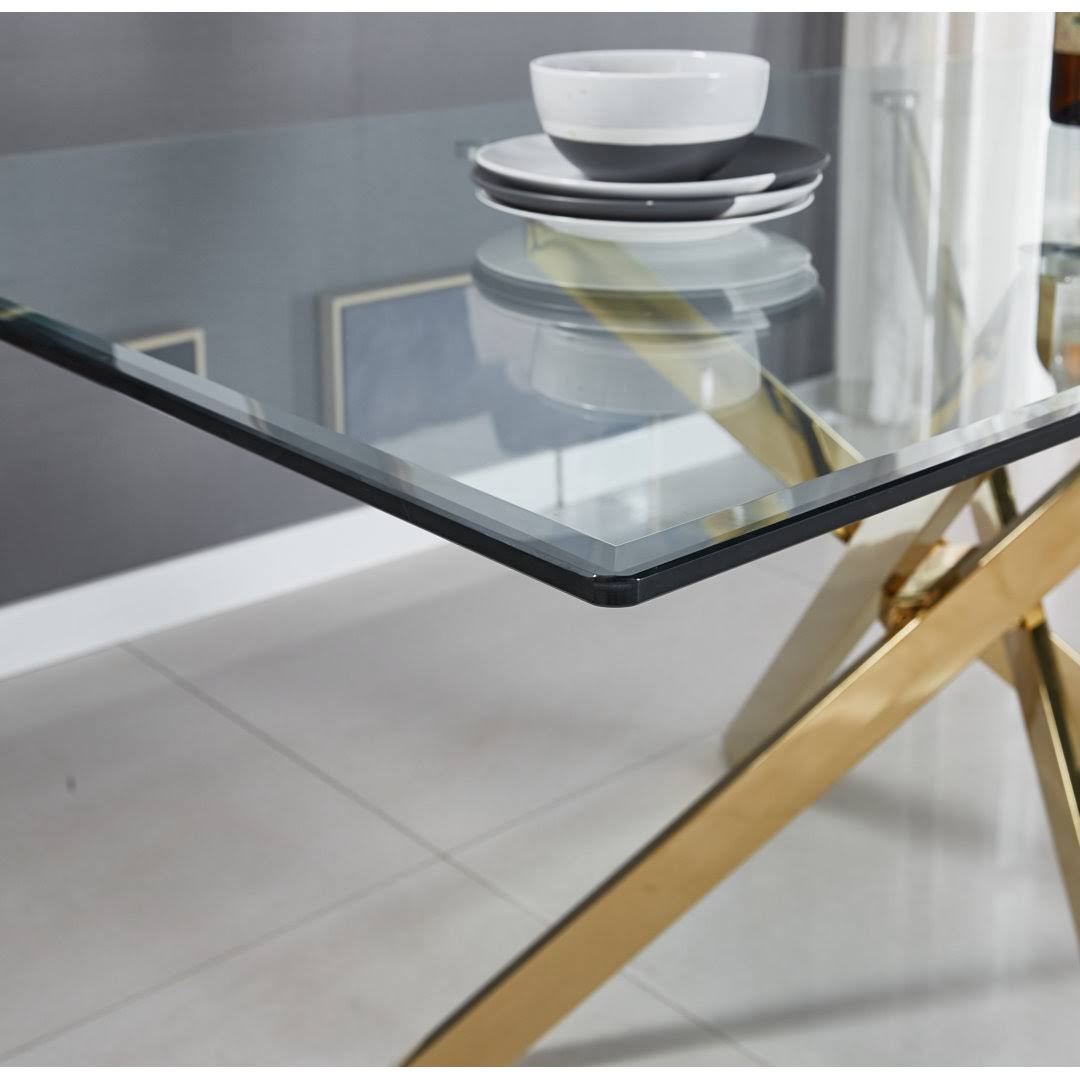 Kara Trestle Dining Table Willa Arlo Interiors Base Color: Gold, Size: 31.5 W X 51 QMQJLZMA_6L29O