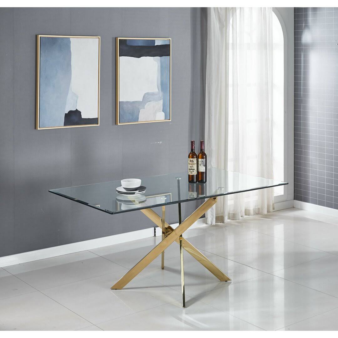 Kara Trestle Dining Table Willa Arlo Interiors Base Color: Gold, Size: 31.5 W X 51 QMQJLZMA_6L29O