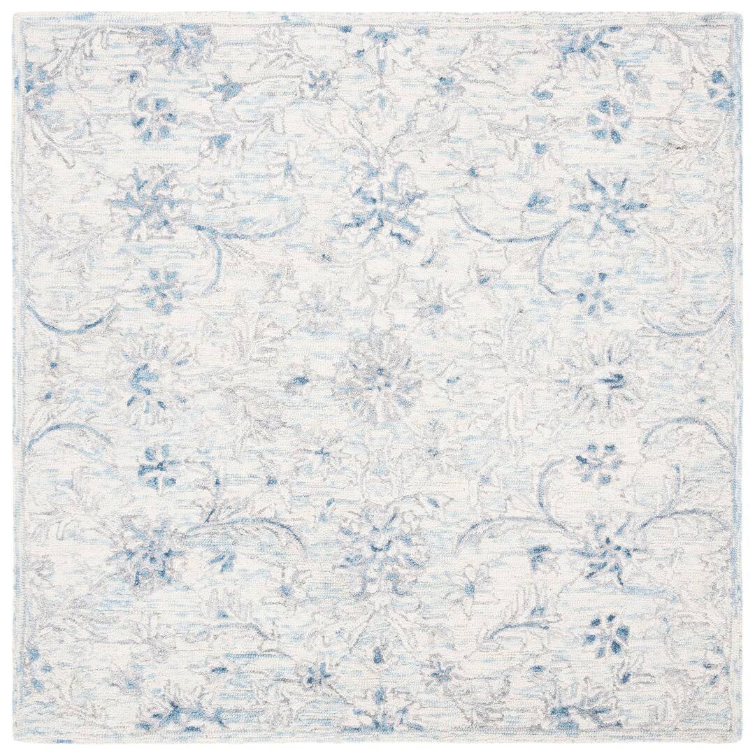 Dasheil Floral Handmade Flatweave Wool Light Blue/Ivory Area Rug Charlton Home Rug Size: Square 5' IFJ29GST_GL9TW