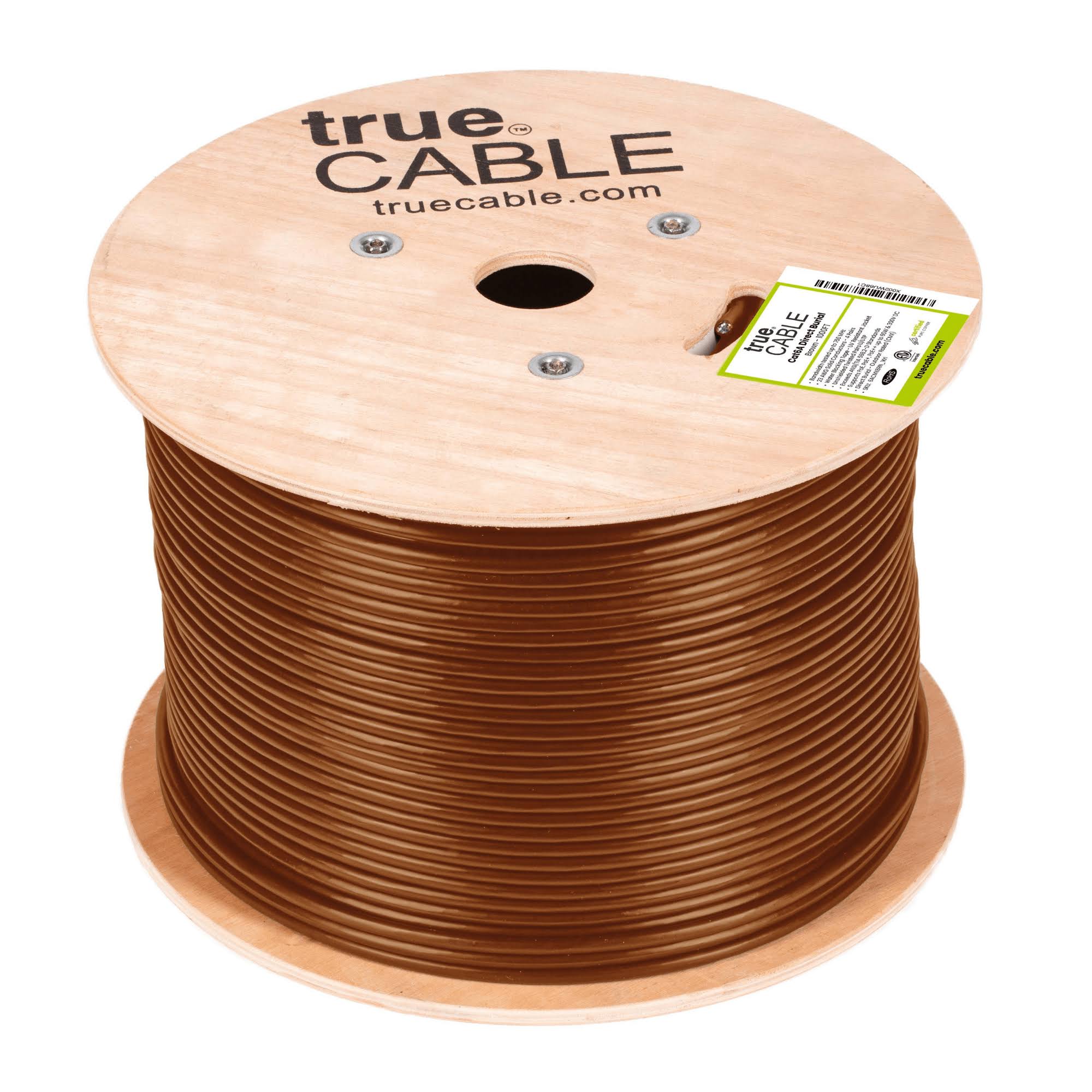 Truecable Cat6a Direct Burial, 500ft, Waterproof, Outdoor Rated Cmx, White, 23awg Solid Bare Copper, 750mhz, Poe 4ppoe, Etl Listed, Unshielded S9WL9RUE_QDEKB