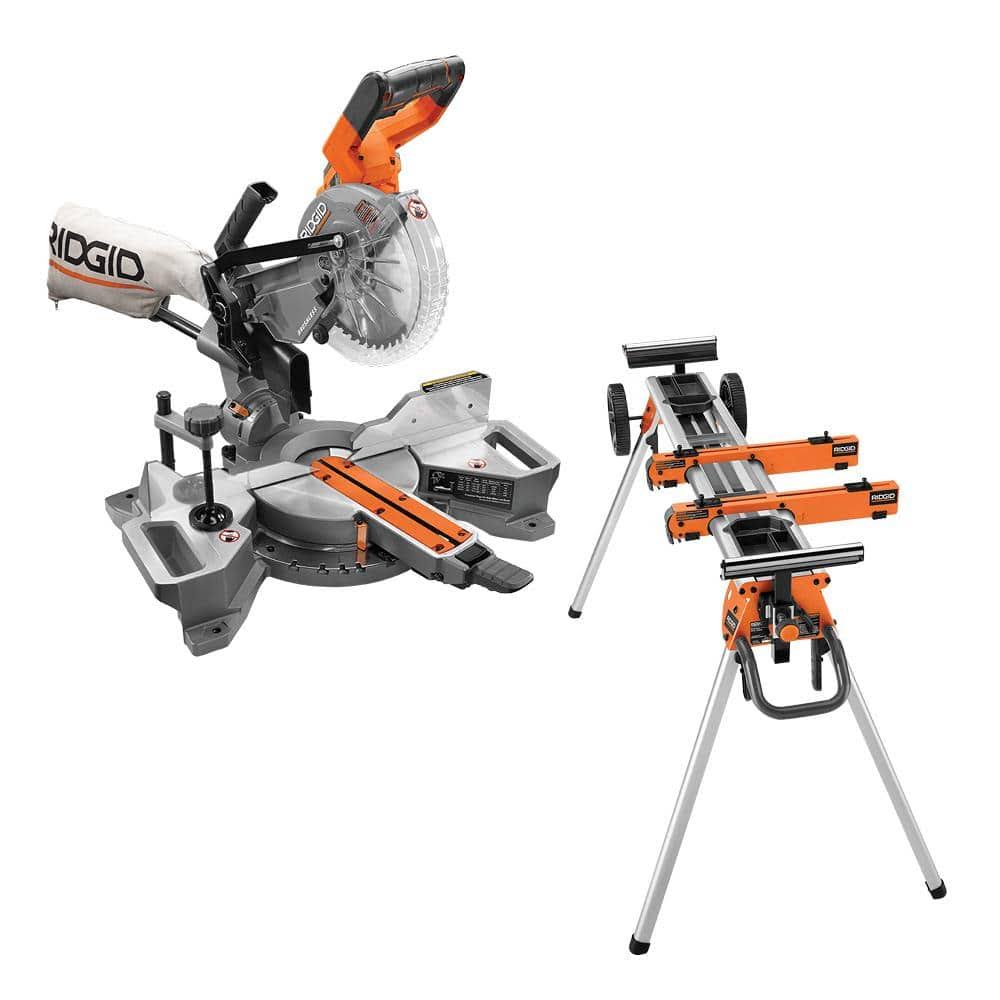Ridgid 18v Brushless Cordless 7-1/4 In. Dual Bevel Sliding Miter Saw With Professional Compact Miter Saw JNMH7CMT_TTK8R