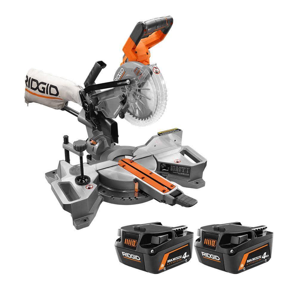Ridgid 18v Brushless Cordless 7-1/4 In. Dual Bevel Sliding Miter Saw With Professional Compact Miter Saw JNMH7CMT_TTK8R