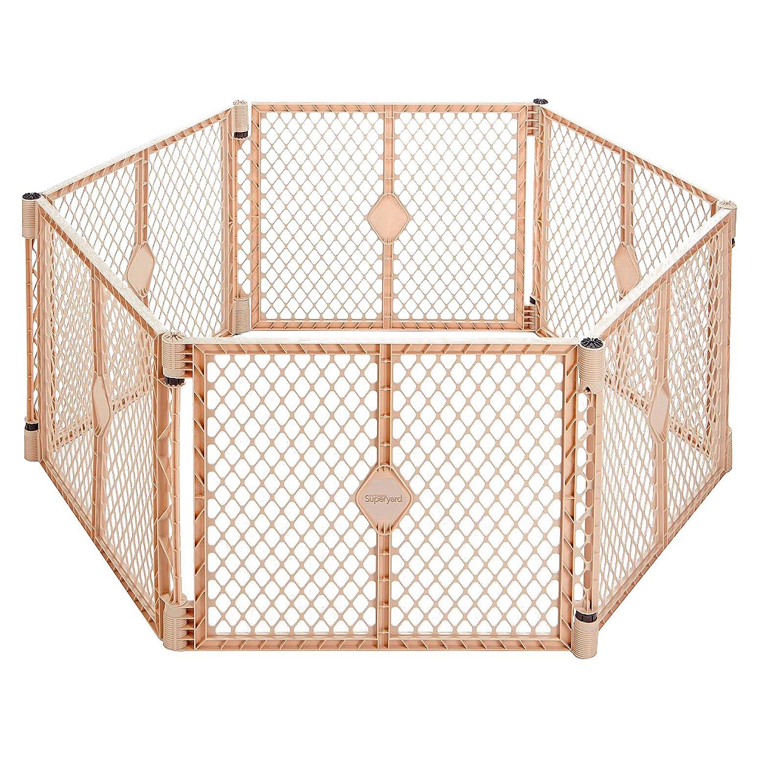Toddleroo By North States Superyard 6 Panel Free Standing Play Yard, Indoor Or Outdoor Baby Playpen, Baby Gate. Made In Usa. 5.5 Feet Corner OKHEW8M1_TFS3M