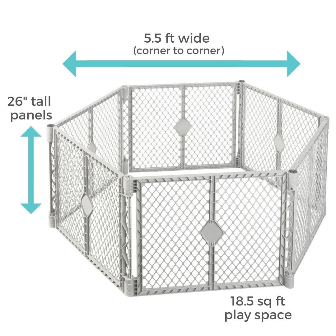 Toddleroo By North States Superyard 6 Panel Free Standing Play Yard, Indoor Or Outdoor Baby Playpen, Baby Gate. Made In Usa. 5.5 Feet Corner OKHEW8M1_TFS3M