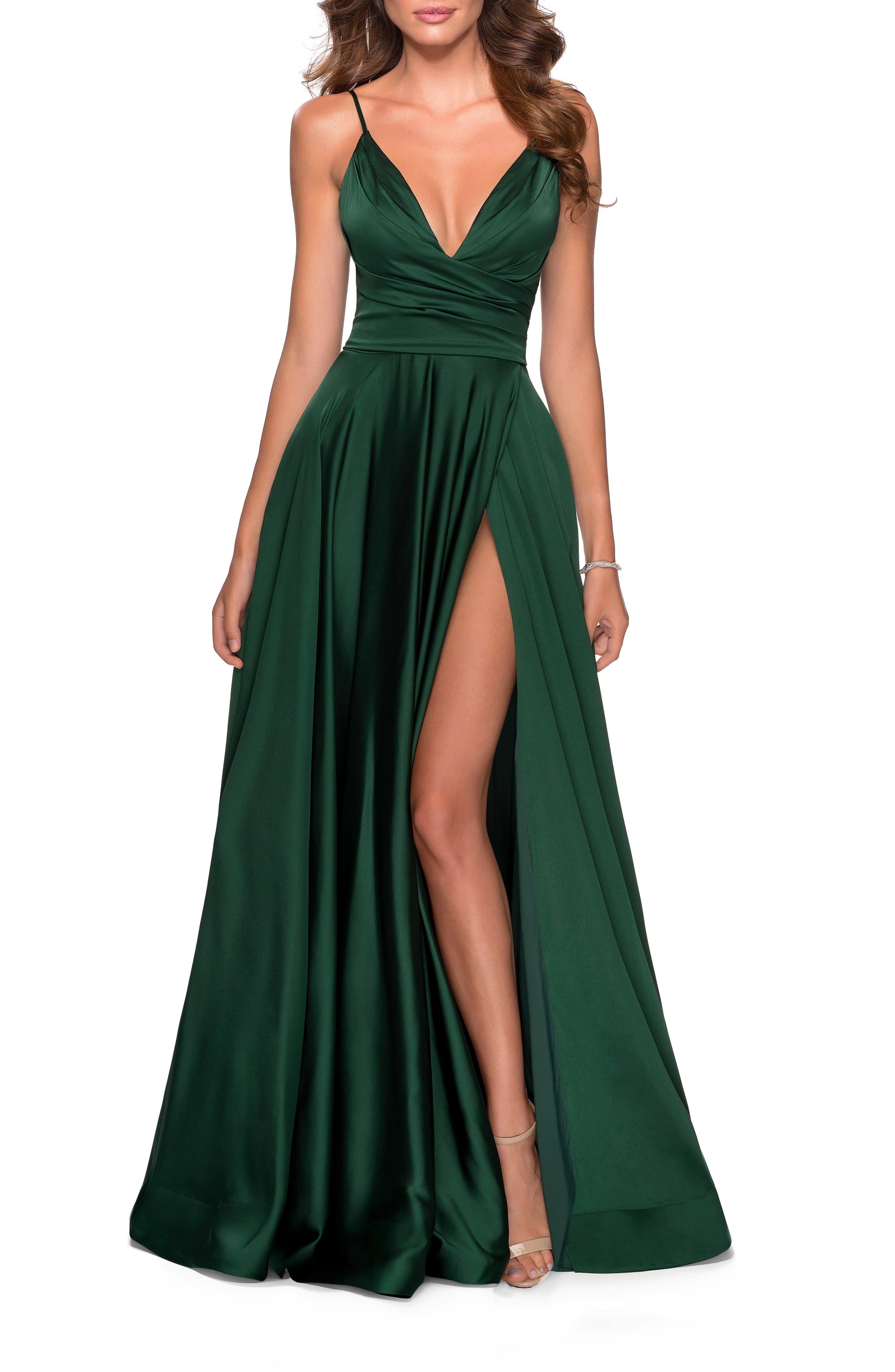 La Femme Strappy Back Satin Ballgown In 3K9LAVJH_WTQJN