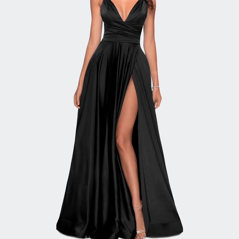 La Femme Strappy Back Satin Ballgown In 3K9LAVJH_WTQJN