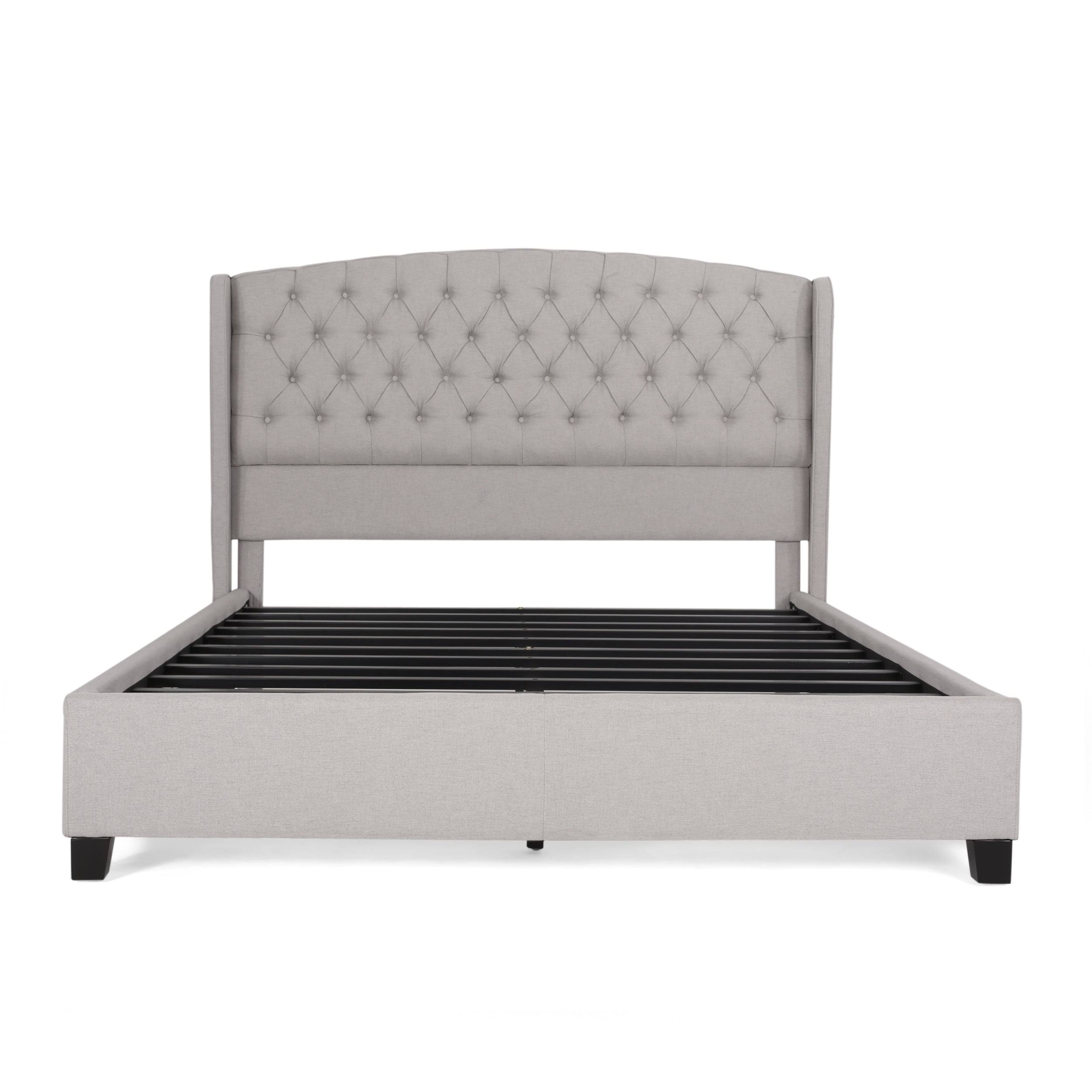Noble House Light Gray Fully Upholstered Fabric Queen Bed 1EWOOZY9_OFXEH