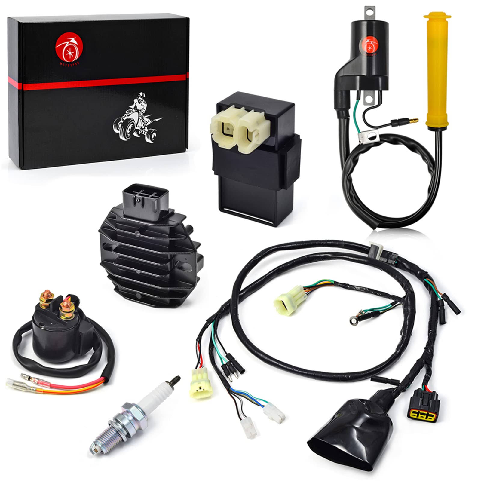 Moto1988 Wire Wiring Harness Igniter Cdi Box Ignition Coil Spark Plug Regulator Relay Kit For Honda 400ex Trx400ex 1999-ID1TMHE3_GDW6Y