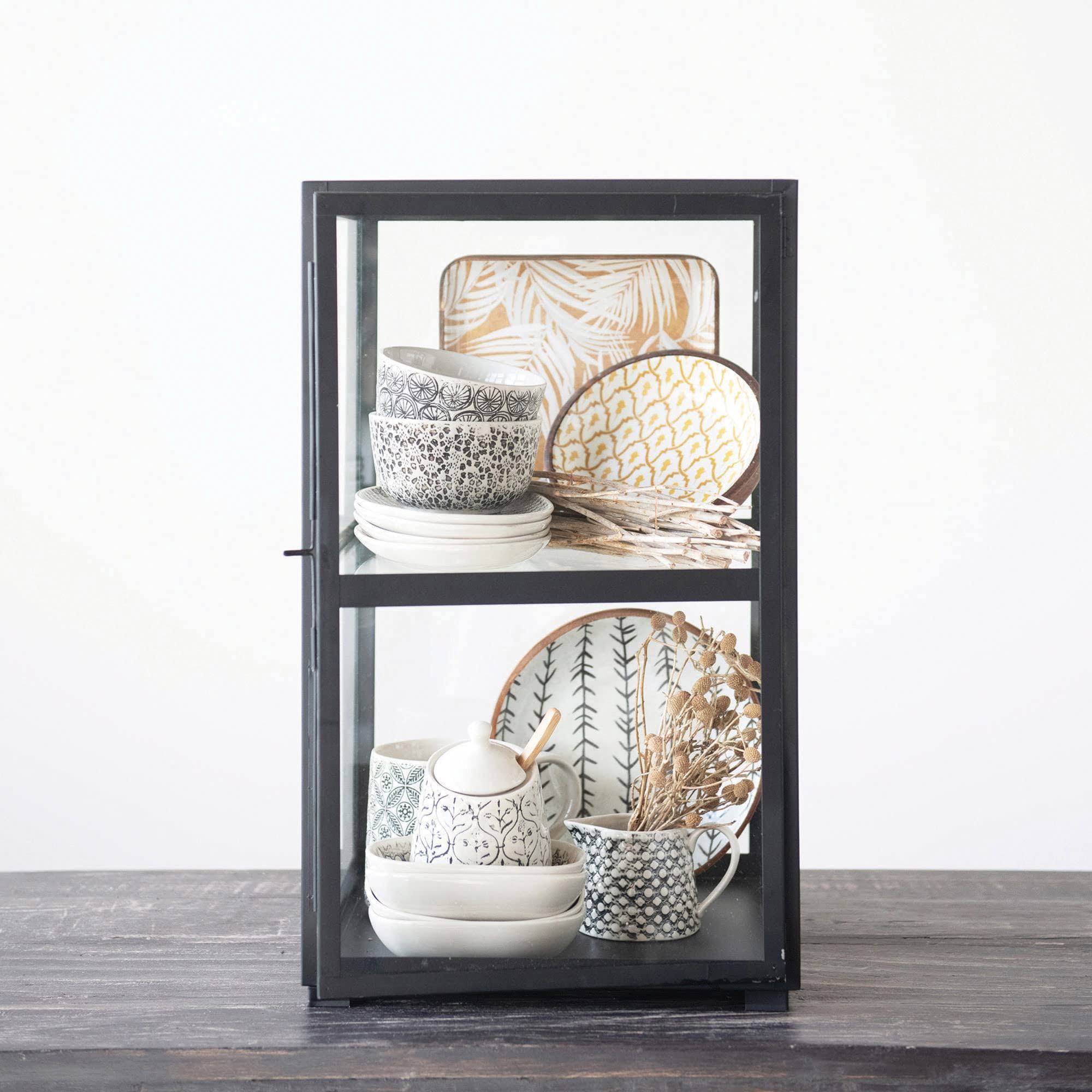 Creative Co-Op Metal & Glass Display 1 Shelf Black A3AZGTFE_U7RWM