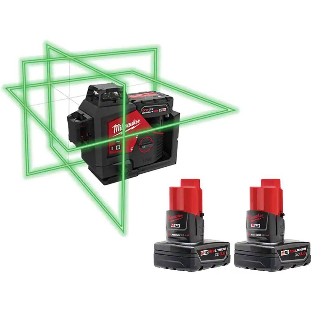 Milwaukee M12 12-Volt Lithium-Ion Cordless Green 250 Ft. 3-Plane 296TOAHS_GQYUQ
