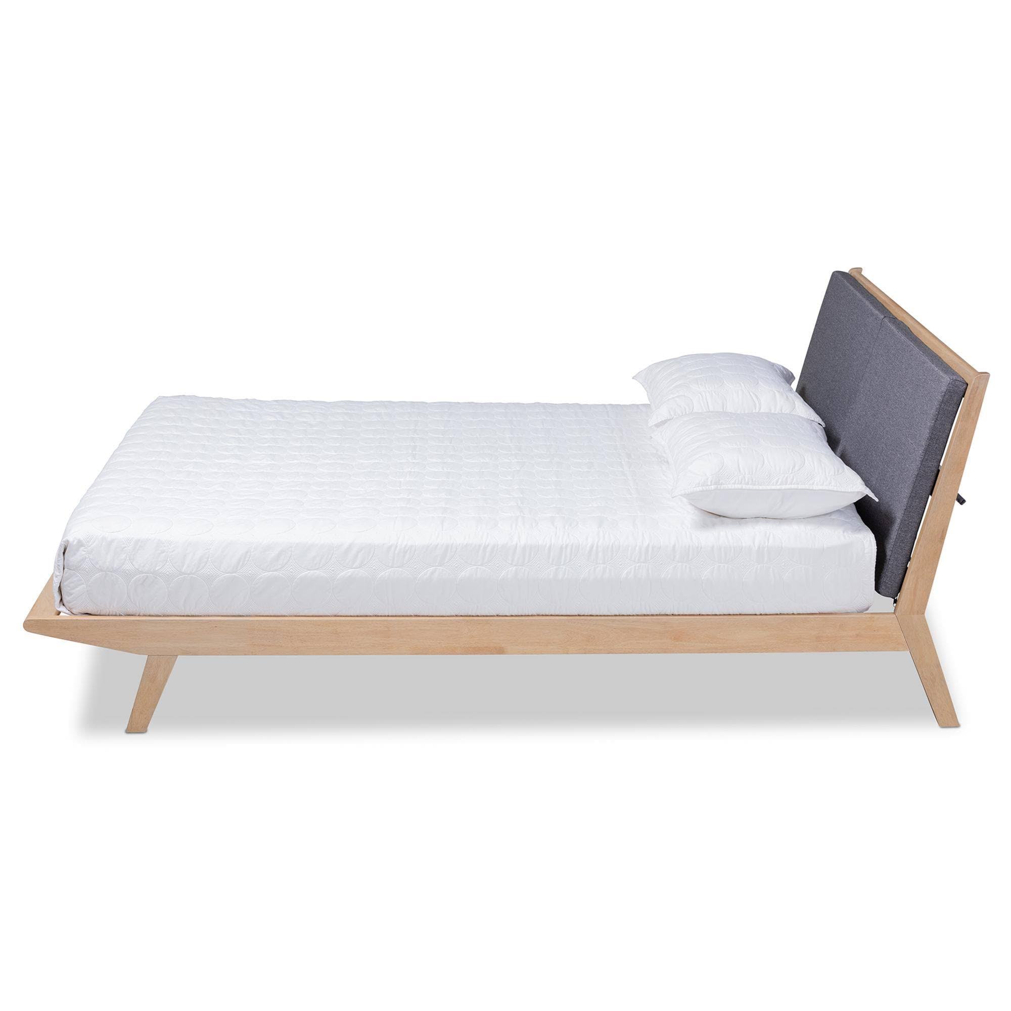 Baxton Studio Emile Modern And Contemporary Grey Fabric Upholstered Natural Oak Finished Wood King Size Platform TVRHALIL_GRDRB