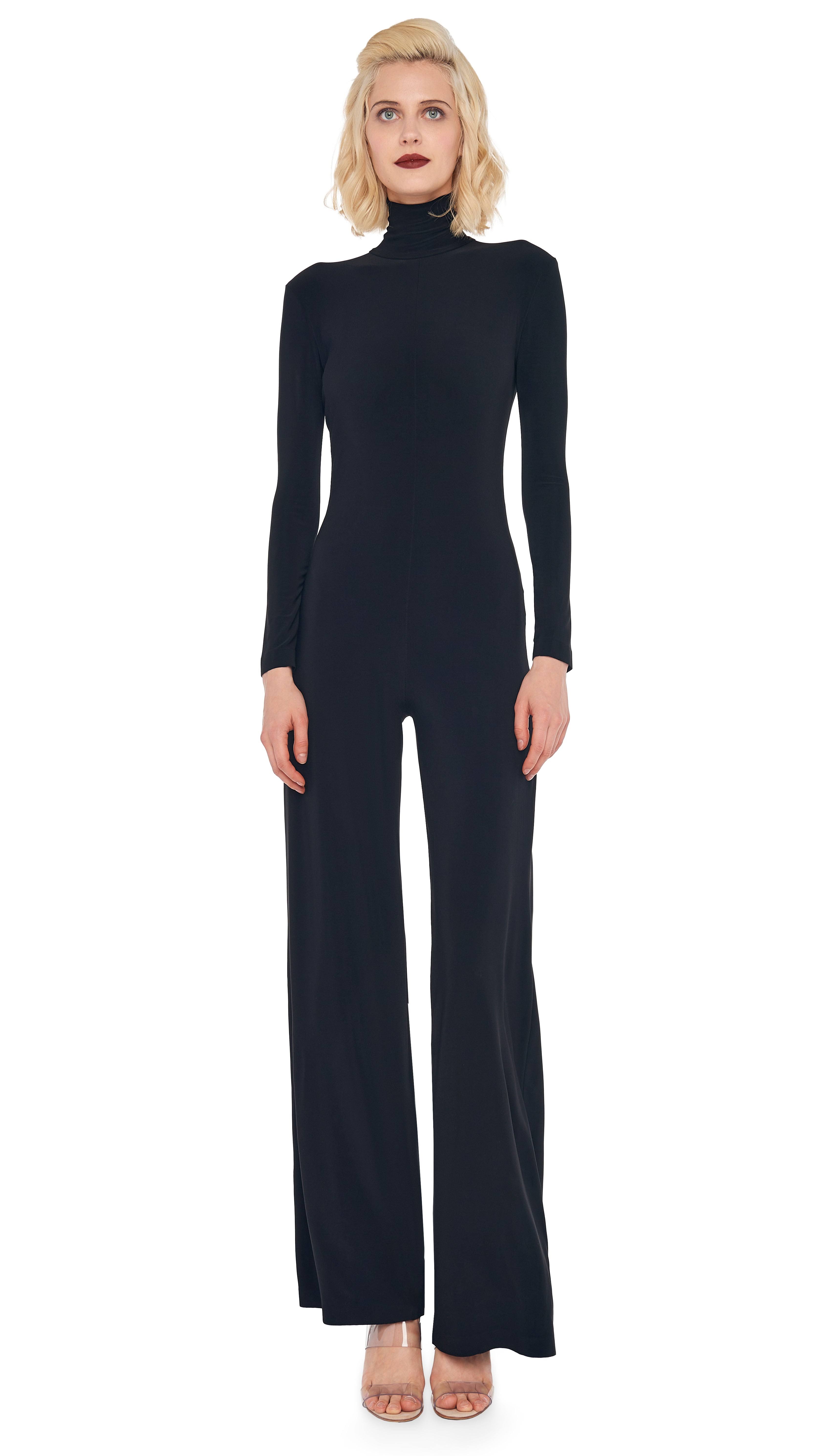 Norma Kamali Long Sleeve Turtle Jumpsuit - Black / Size 2M1KSGVI_W0BU3