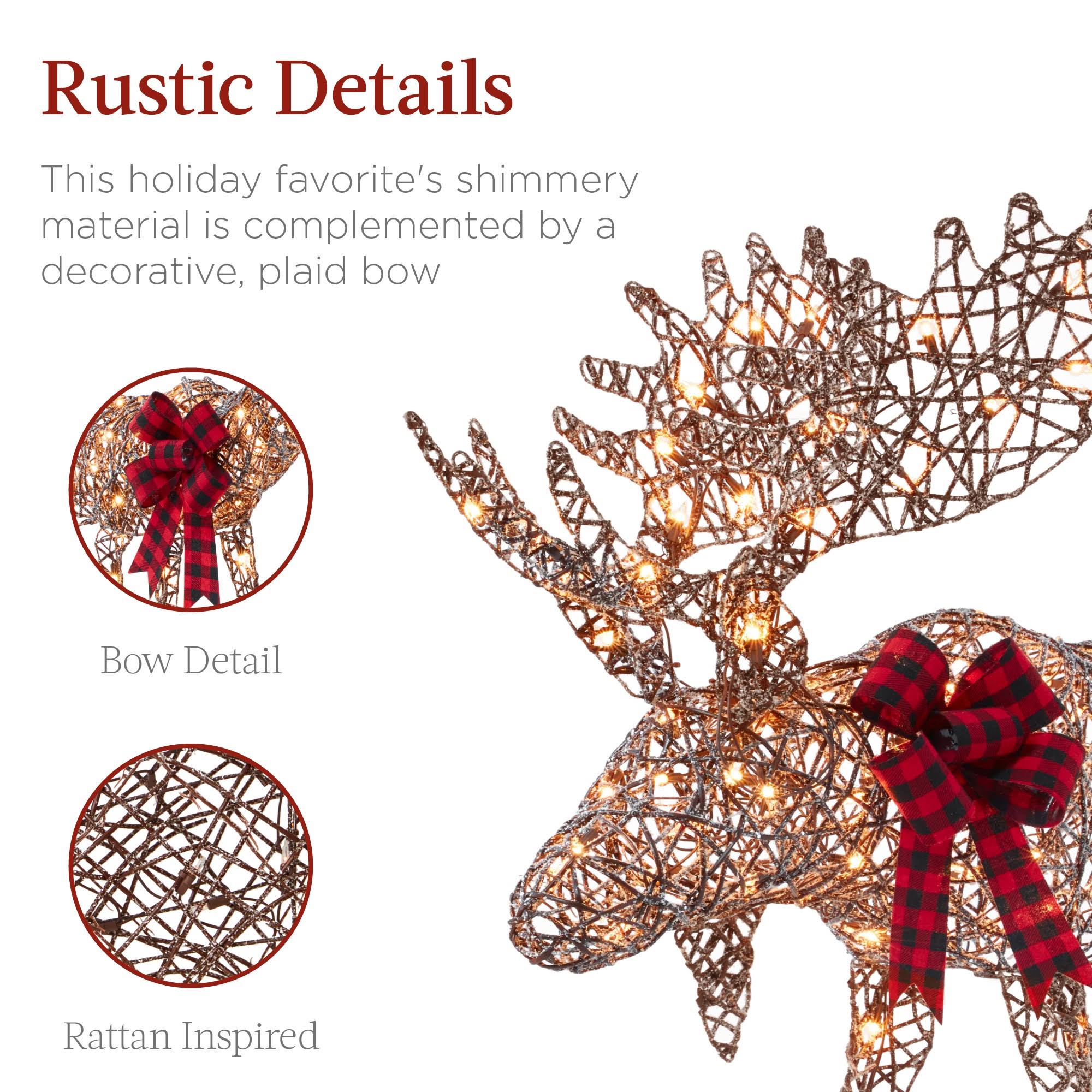 Best Choice Products 2-Piece Moose Family, Lighted Rattan Christmas Rattan-Inspired Yard Decoration Set W/ 170 06Q3KYPO_VZDZR