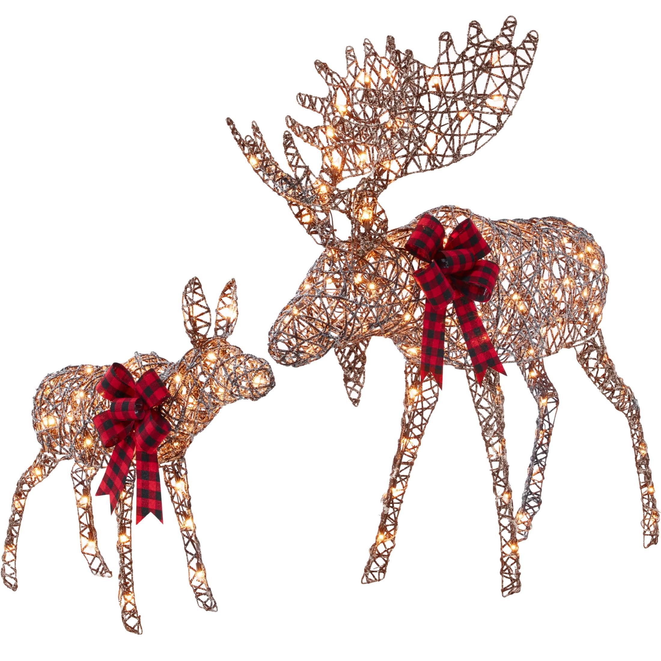 Best Choice Products 2-Piece Moose Family, Lighted Rattan Christmas Rattan-Inspired Yard Decoration Set W/ 170 06Q3KYPO_VZDZR