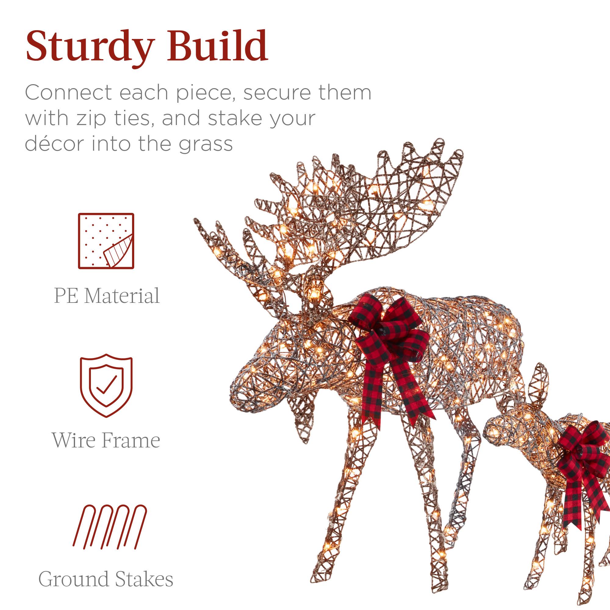 Best Choice Products 2-Piece Moose Family, Lighted Rattan Christmas Rattan-Inspired Yard Decoration Set W/ 170 06Q3KYPO_VZDZR