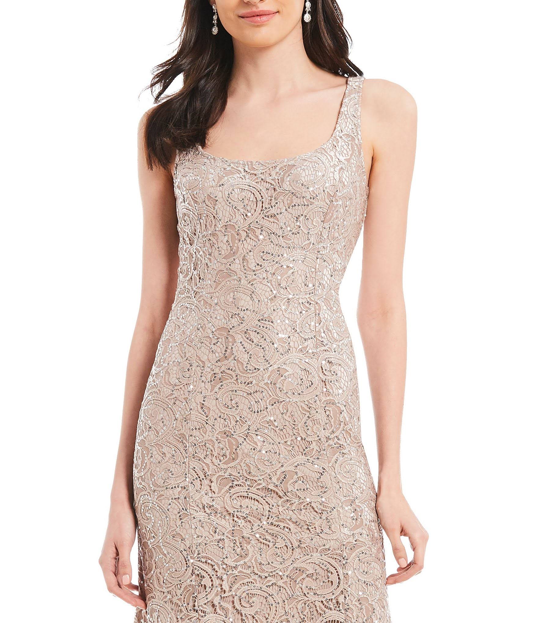 Alex Evenings Long Sequin Lace A-Line Jacket Dress With Illusion : VQSFTP68_Q4KLW