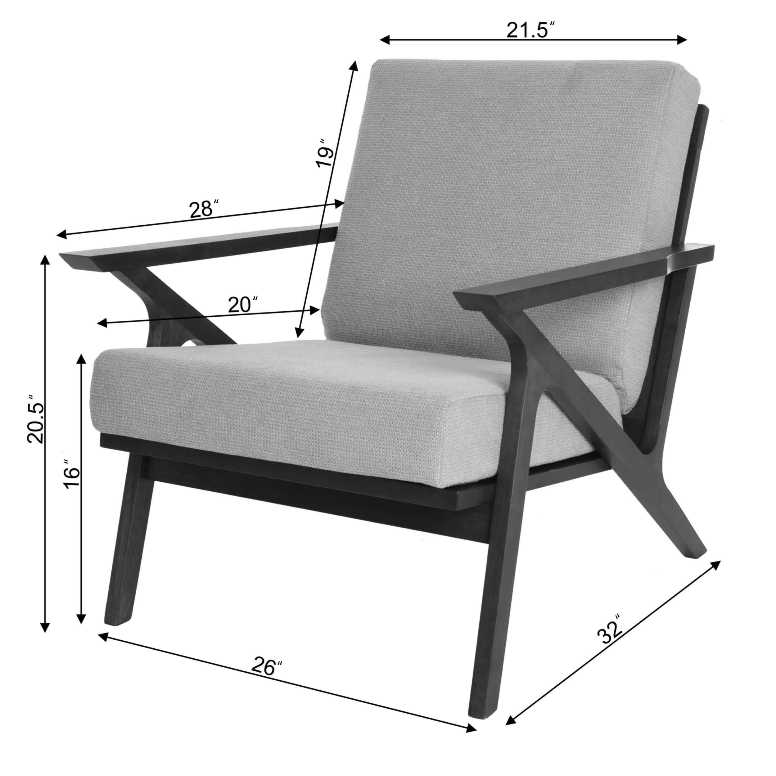 Zenvida Mid Century Modern Armchair Solid Hardwood Upholstered Accent X193NZZH_5QJNA