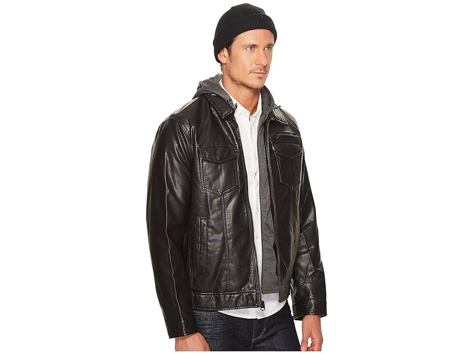 Men's Levi's Faux Leather Hooded Trucker Jacket, Size: Xl, EPFQQVVS_S3QJC