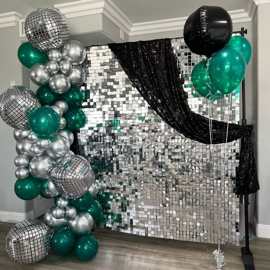 Silver Shimmer Wall Backdrop - 24 Pcs Decorations Panel | Wedding, Birthday, Anniversary, Engagement & Bridal Shower Party Decor | Glitter 0HXHOWON_R3XPV