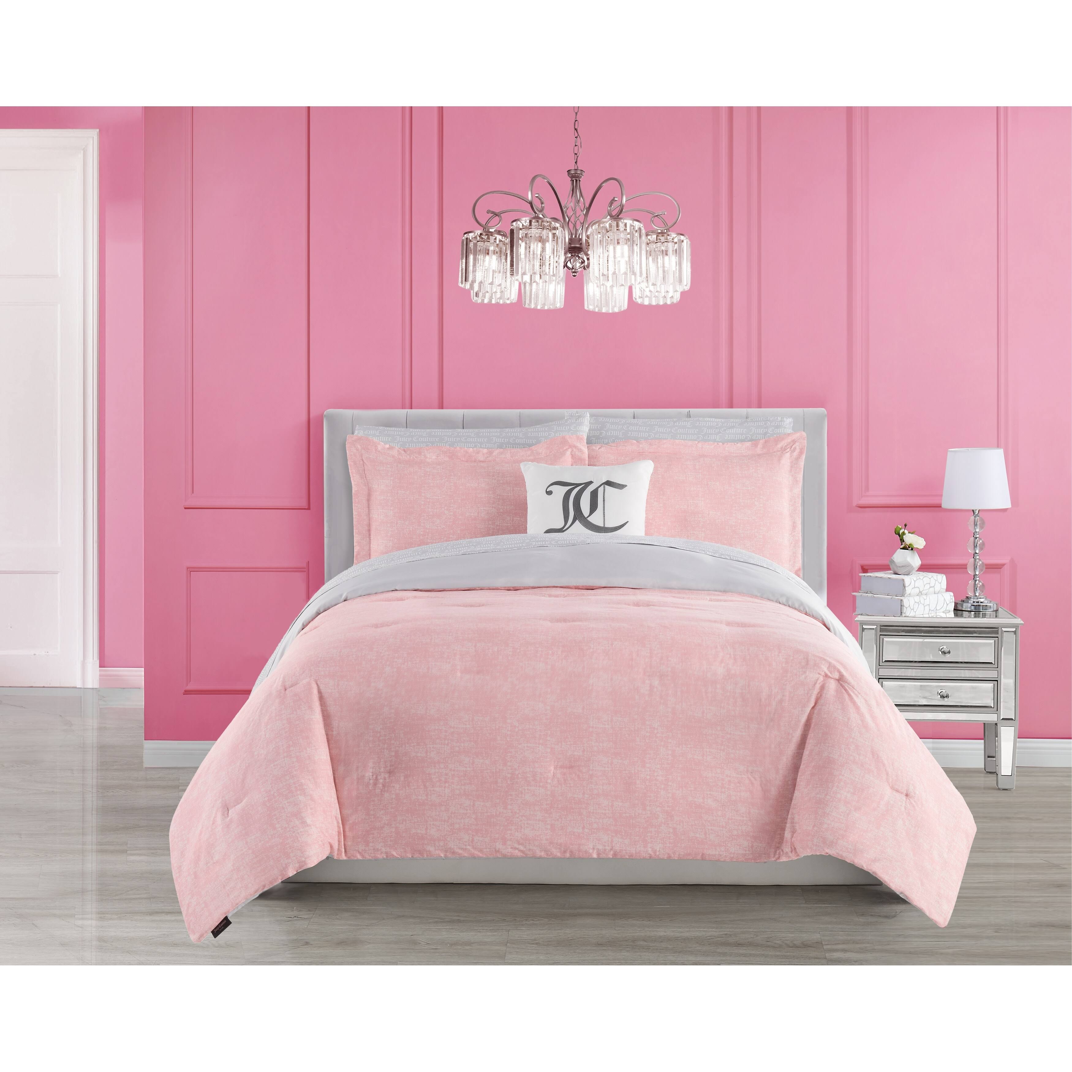 Juicy Couture Texture Pink/Grey 6-Piece Comforter Set - I2W8MUNU_WUOZV