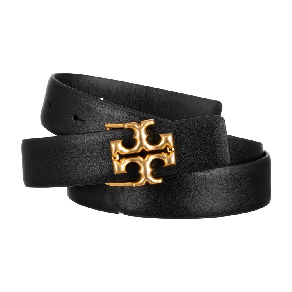 Tory Burch, Eleanor Logo Leather Belt, Women, Black, S, ZLRS6GWH_AW5O5