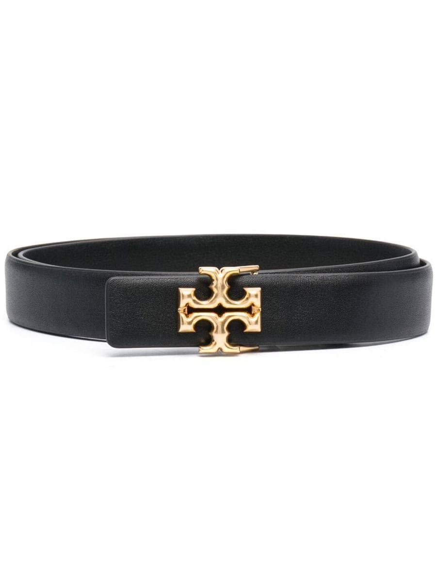 Tory Burch, Eleanor Logo Leather Belt, Women, Black, S, ZLRS6GWH_AW5O5