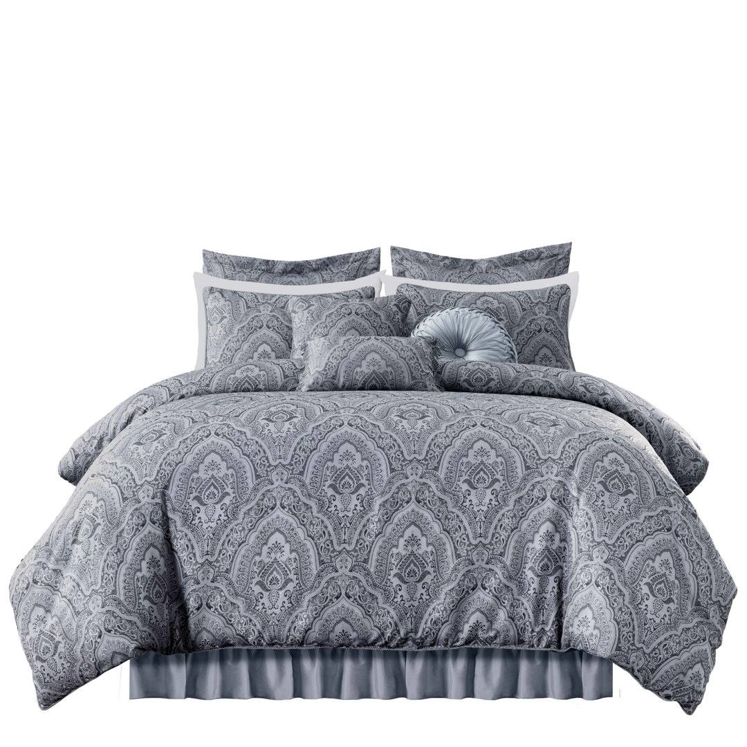 Seville Microfiber 9 Piece Comforter Set Bungalow Rose Color: Burgundy/Gold, Size: King Comforter + 8 Additional H38CDMK6_DGBWC