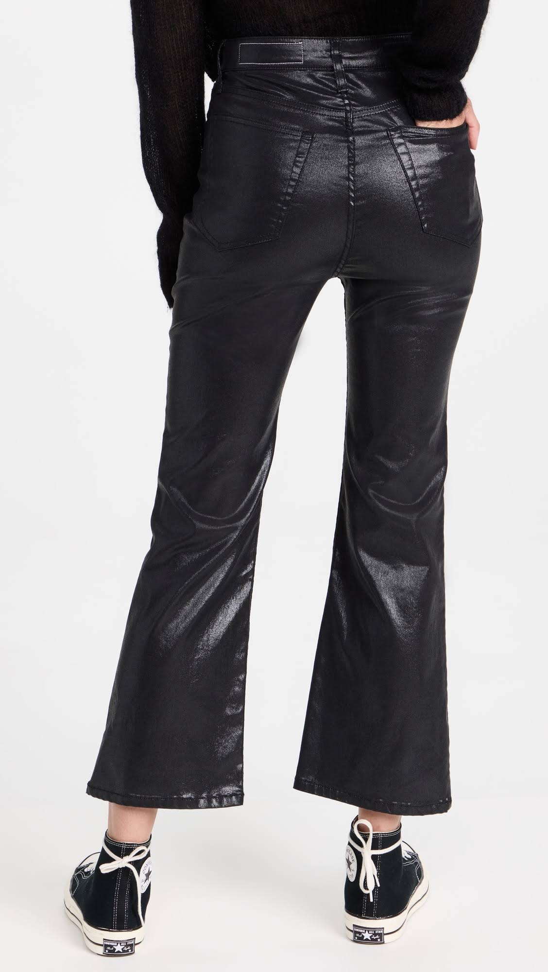 Rag & Bone Women's Casey Coated High-Rise Ankle Flare Jeans - Coated Black - Size YYNAUS6H_ZBMBN