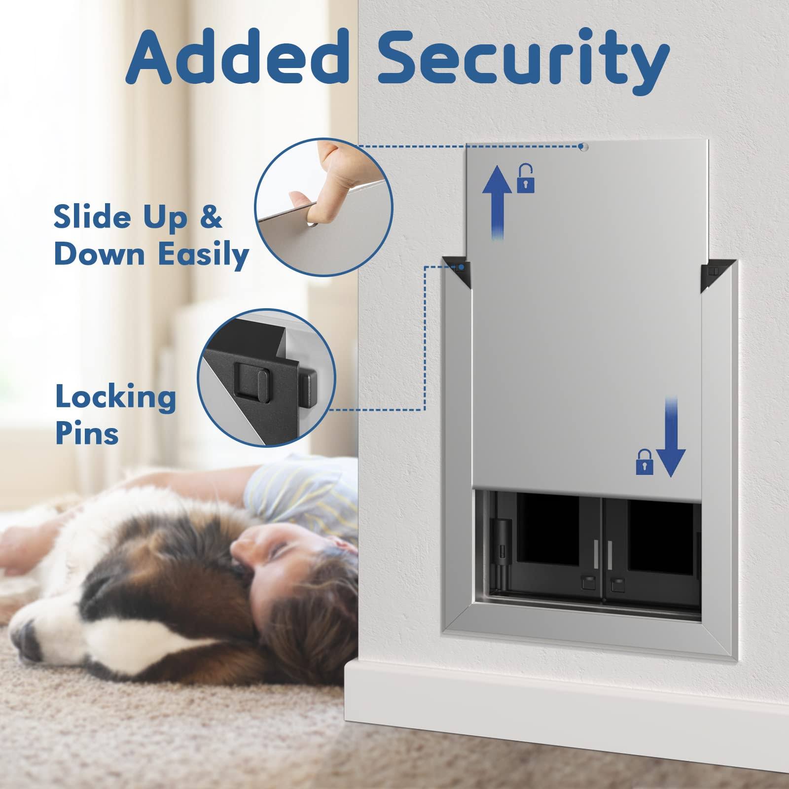 Premium Large Dog Door, Petouch Aluminum Pet Door With Double Panels, Doggie Door With Automatic Closing Magnetic Flaps, Slide-In Panel & 4 XO9IHLTW_BPC10
