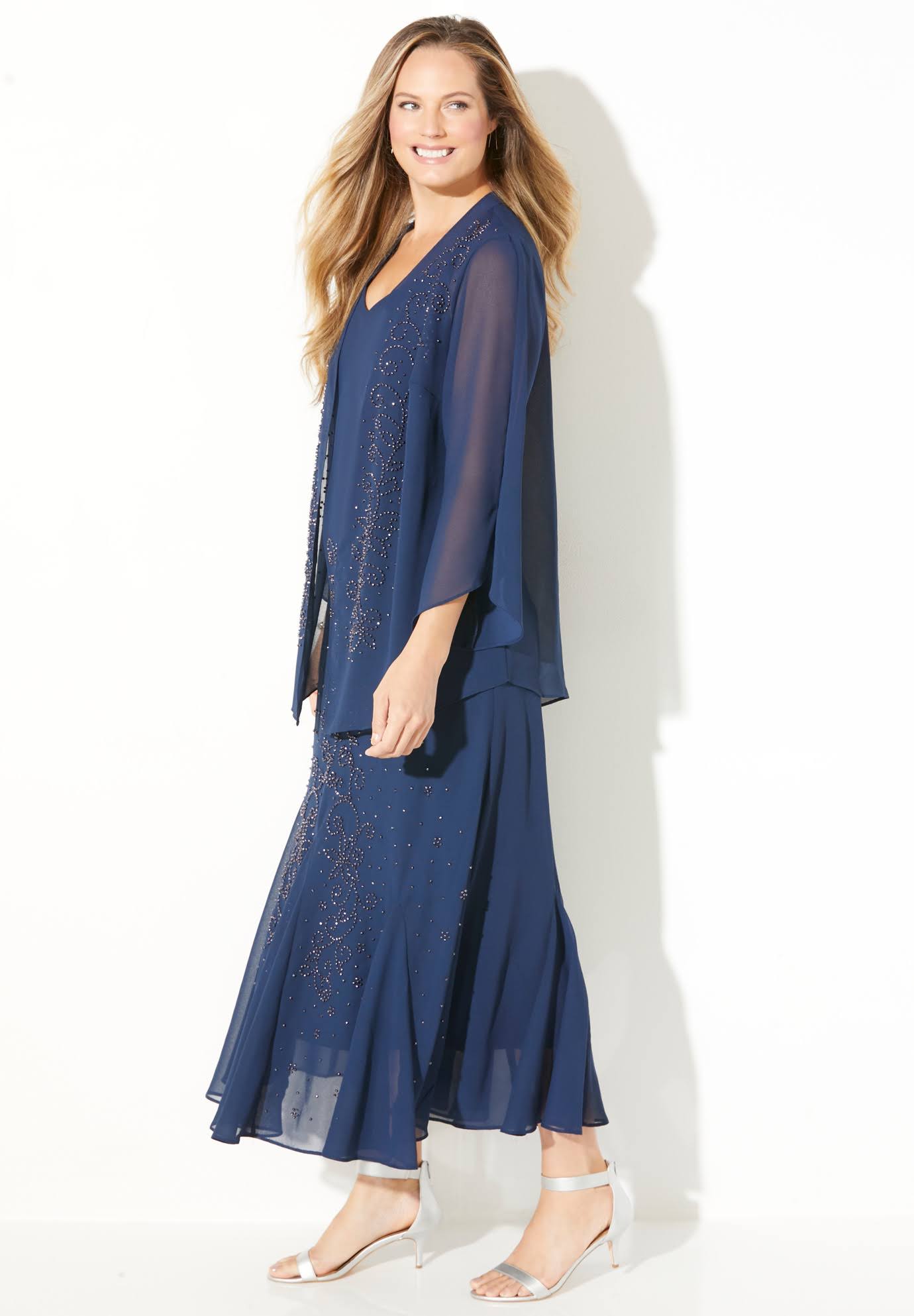Plus Size Women's Masquerade Beaded Dress Set By Catherines In Mariner Navy (Size 26 W) K4OG0HSL_1M4FX