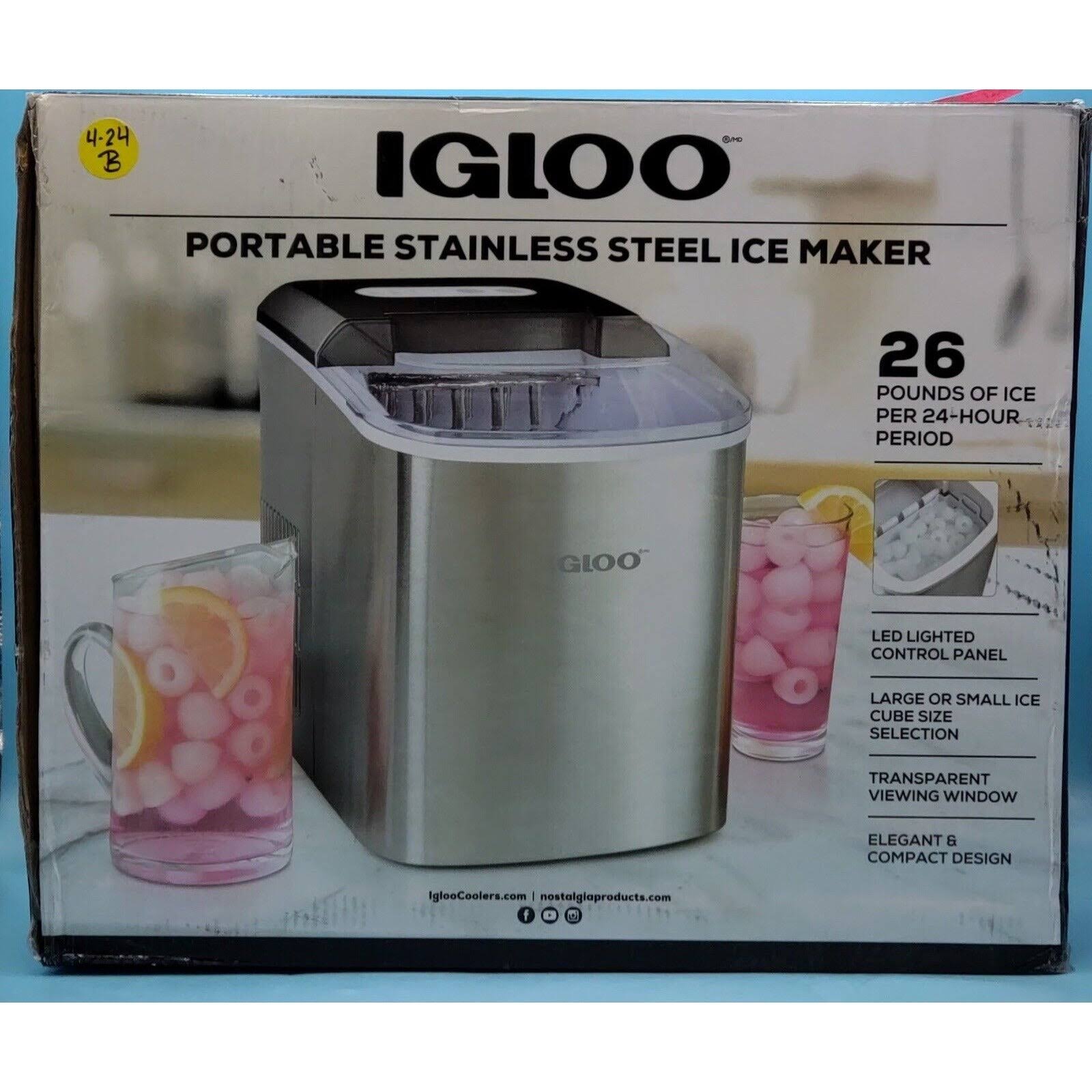 Igloo 26lb Portable Countertop Ice Maker Machine, Stainless VO5AKTWH_9HFHD