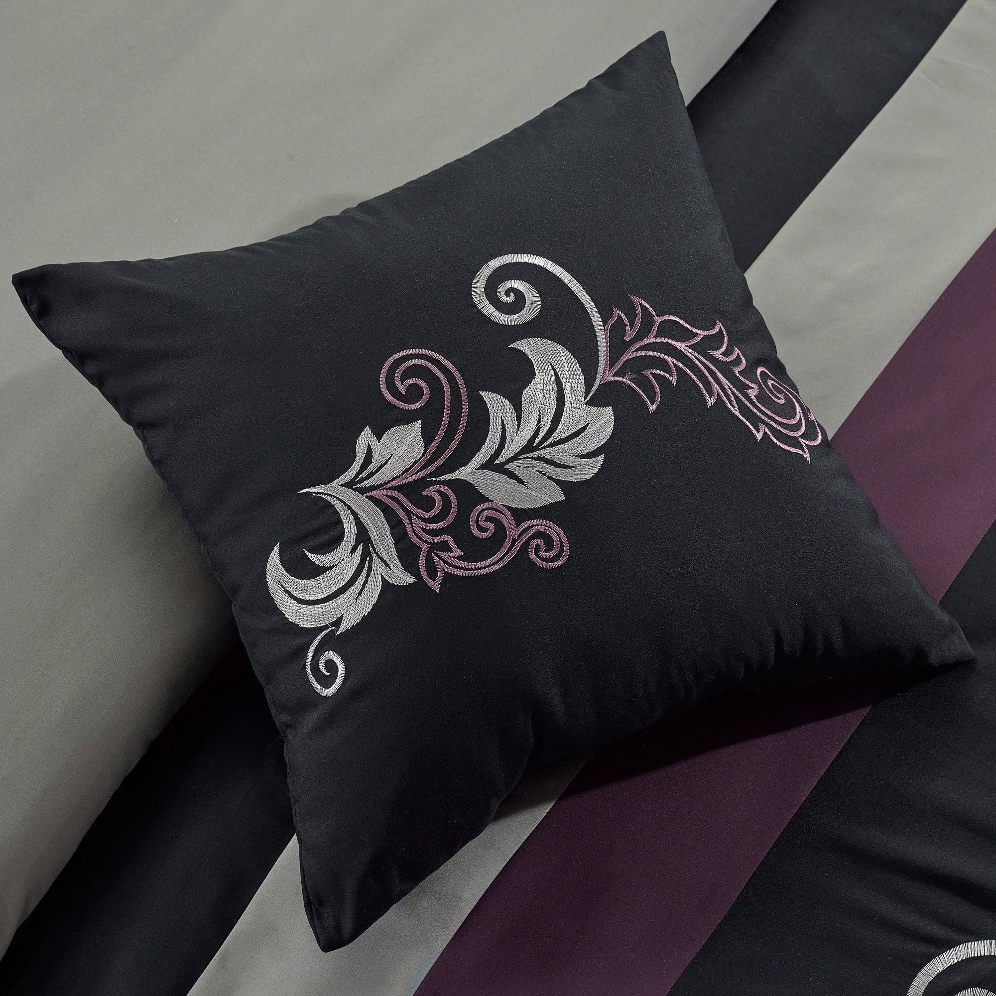 Chezmoi Collection Napa 7-Piece Luxury Leaves Scroll Embroidery Comforter Set Size Queen HJ4BSNLN_UZPUU
