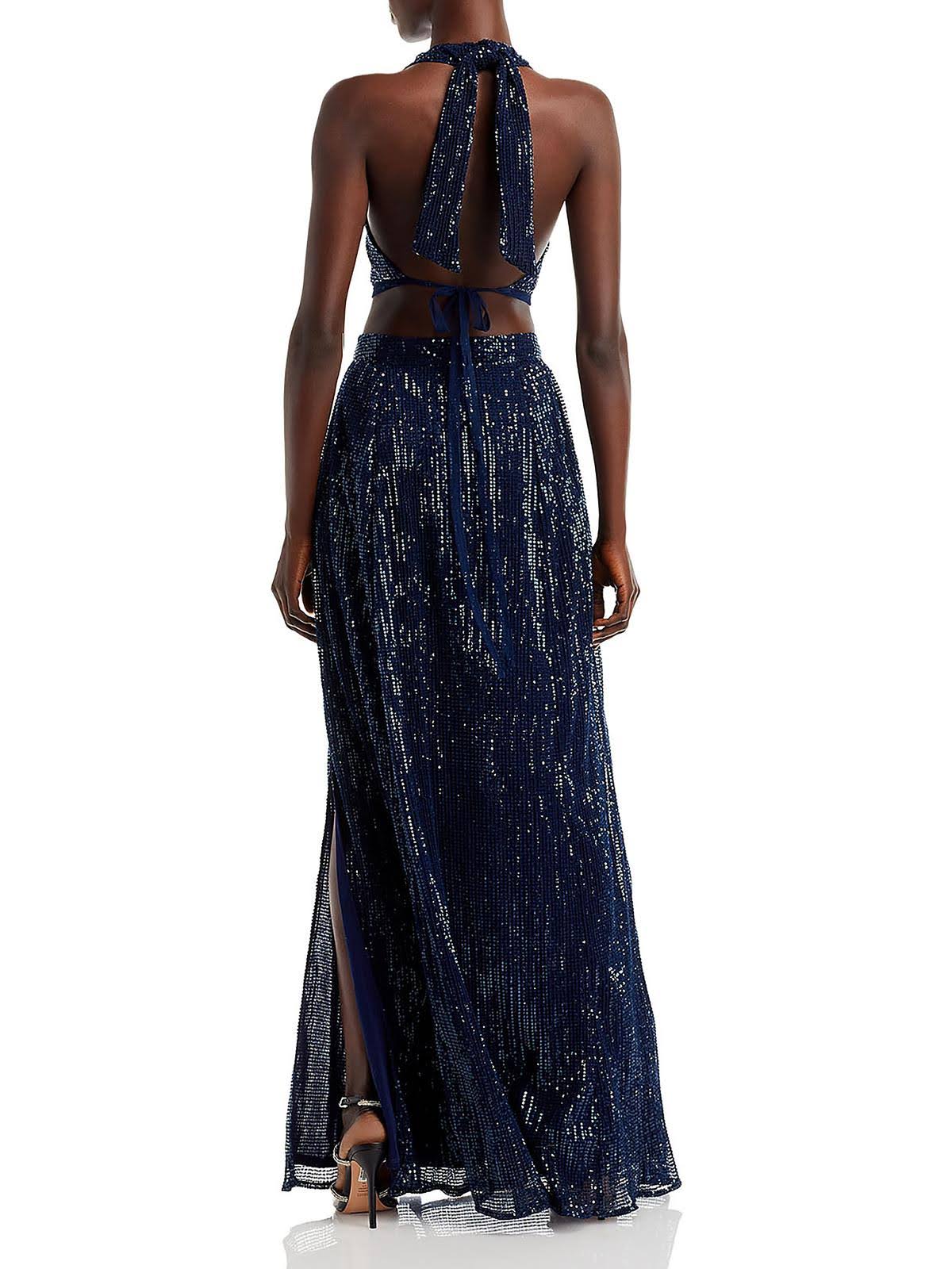 Ramy Brook Womens Selena Sequined Cut-Out Evening Dress Navy WN67RAKM_NOR2W