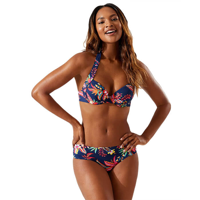 Tommy Bahama Women's Island Cays Tropical Underwire Bikini Top - Mare Navy - Size 36 X WUJC0IZJ_8OXQT