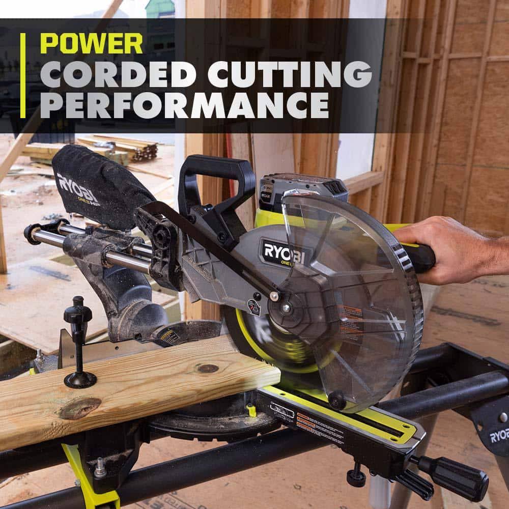 Ryobi Pblms01k One+ Hp 18v Brushless Cordless 10 In. Sliding Compound Miter Saw Kit With 4.0 Ah High Performance Battery And EYGDZ4LY_XRRF0