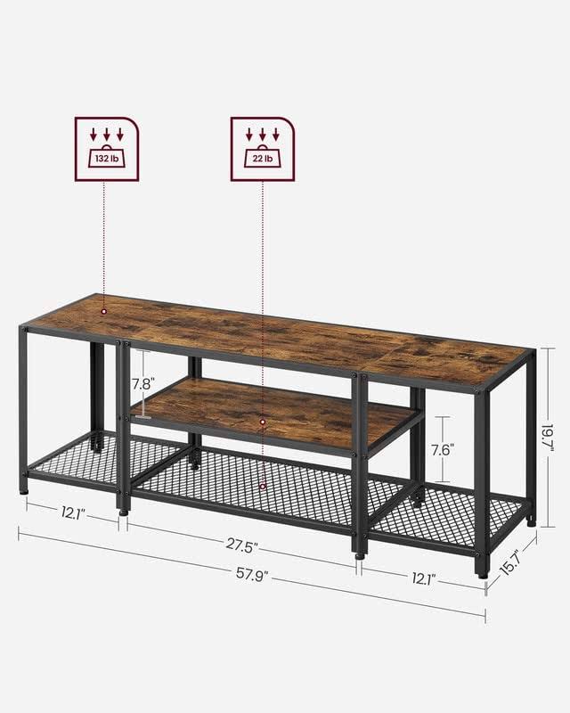 Vasagle Tv Stand For Tvs Up To 65 Inches, 3-Tier Entertainment Center,For Living Room,Rustic Brown And RWVTIWBQ_WWYZL