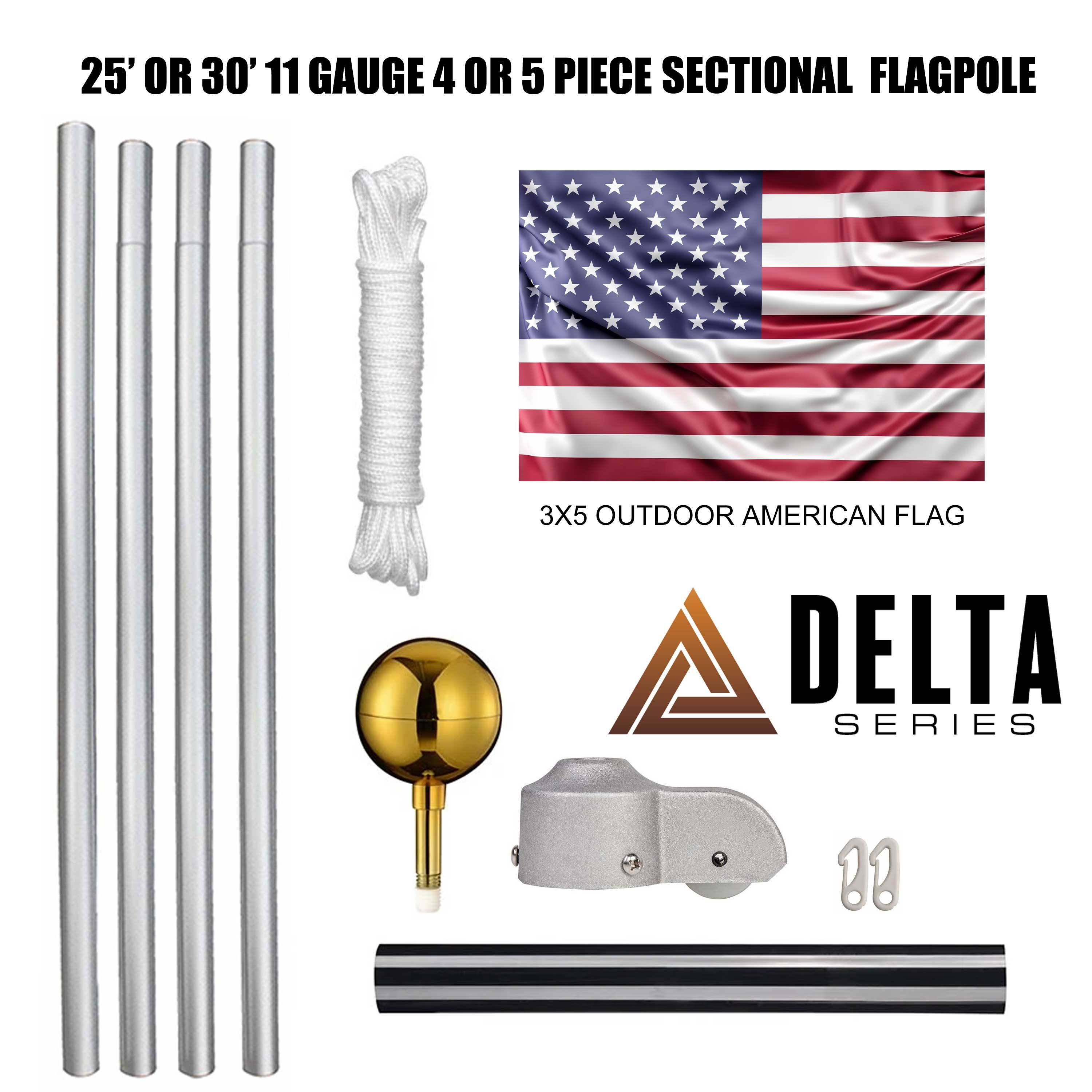 25' Or 30' Delta Sectional Flag Pole (Silver) 30' Sectional Flag Pole Kit / No AJVJVWIN_CI2MT