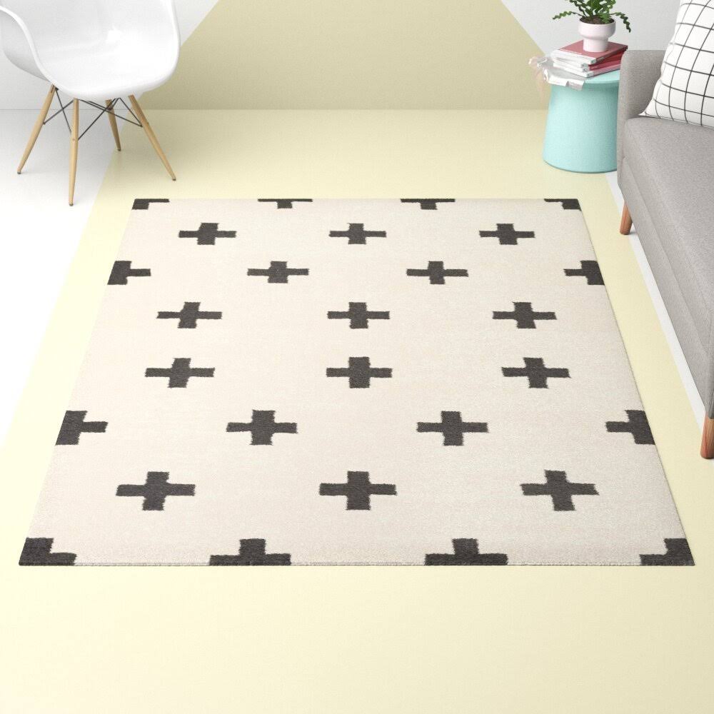 Cavan Geometric Handmade Tufted Wool Black/Off-White Area Rug Allmodern Rug Size: Rectangle 5' X 7'5KR1OV0J_7YSFY